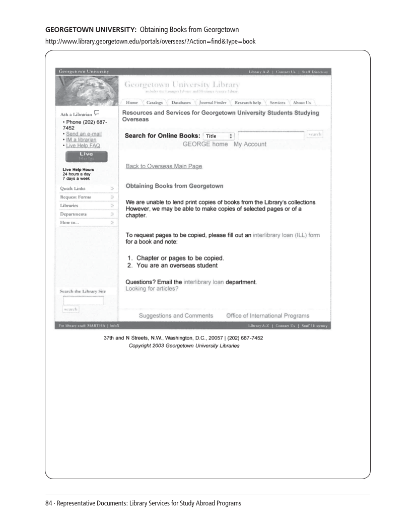 SPEC Kit 309: Library Support for Study Abroad (December 2008) page 84