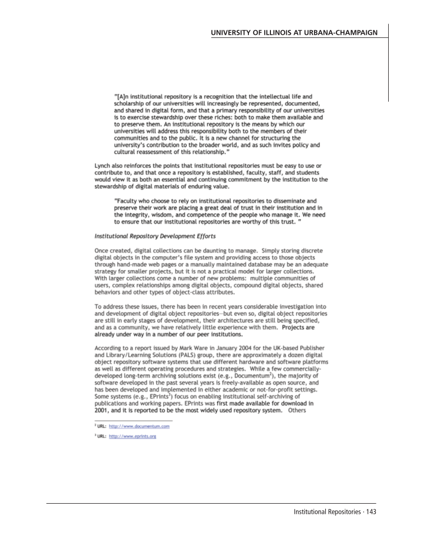 SPEC Kit 292: Institutional Repositories (July 2006) page 143