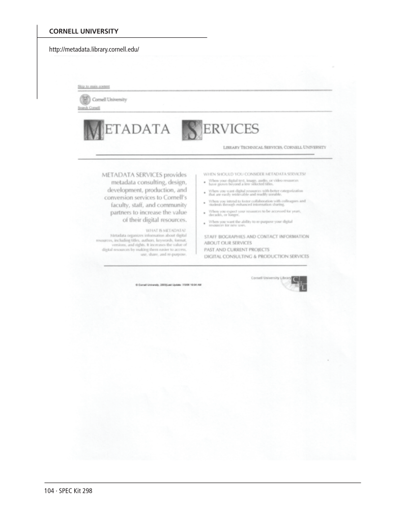 SPEC Kit 298: Metadata (July 2007) page 104
