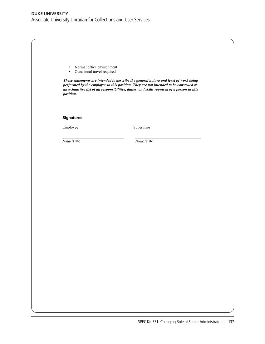 SPEC Kit 331: Changing Role of Senior Administrators (October 2012) page 137