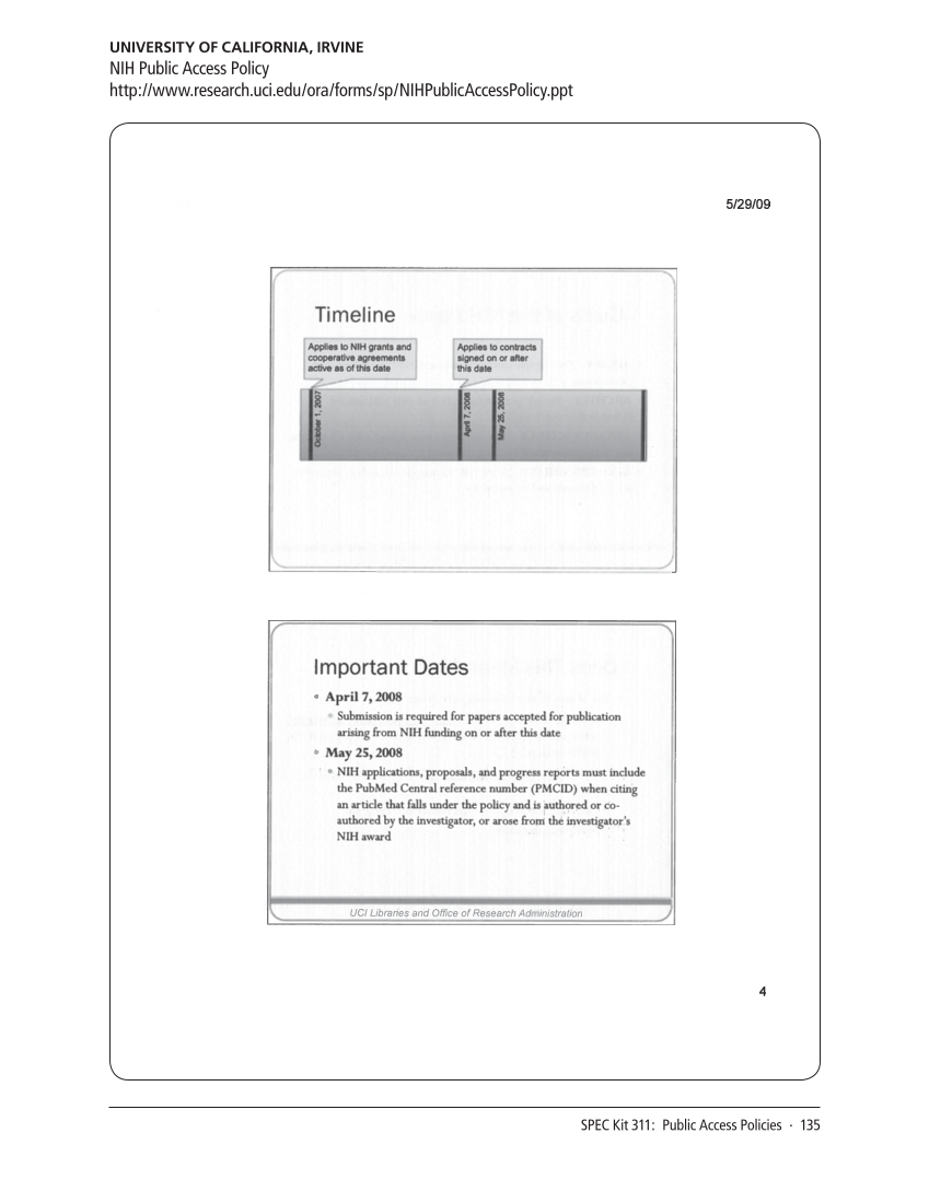 SPEC Kit 311: Public Access Policies (August 2009) page 135