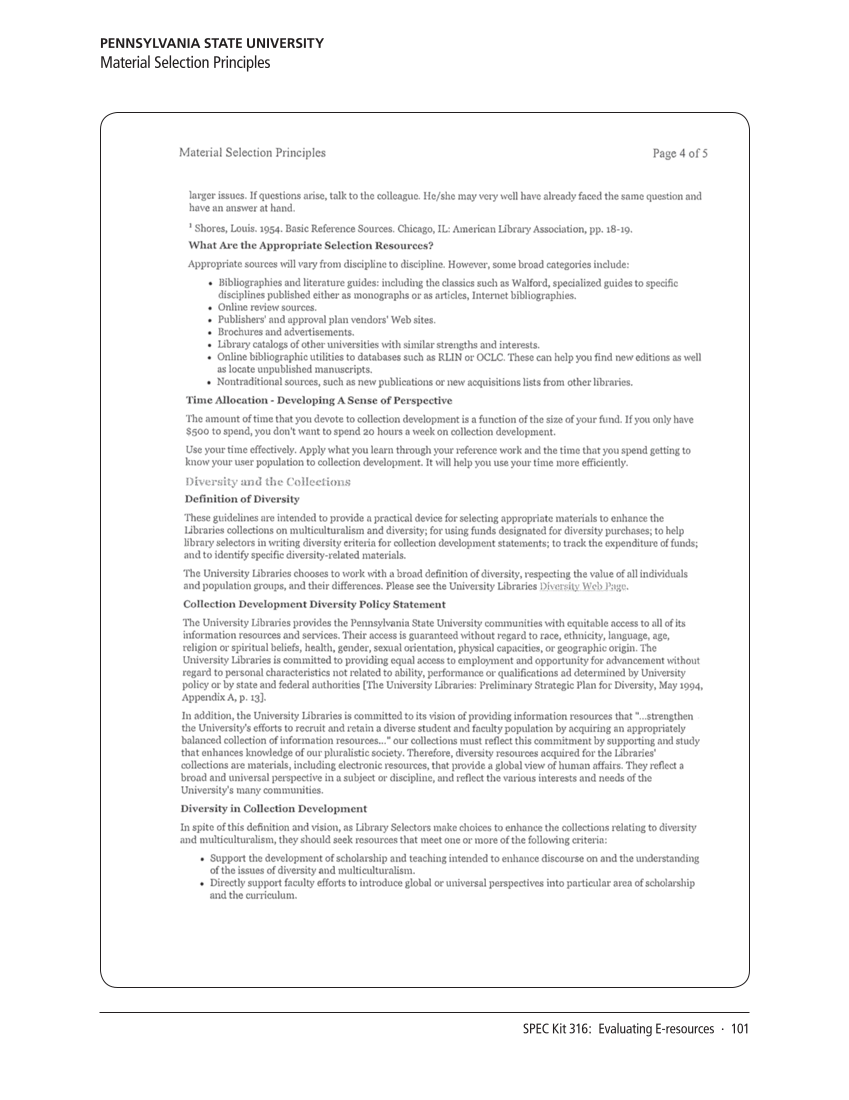 SPEC Kit 316: Evaluating E-resources (July 2010) page 101