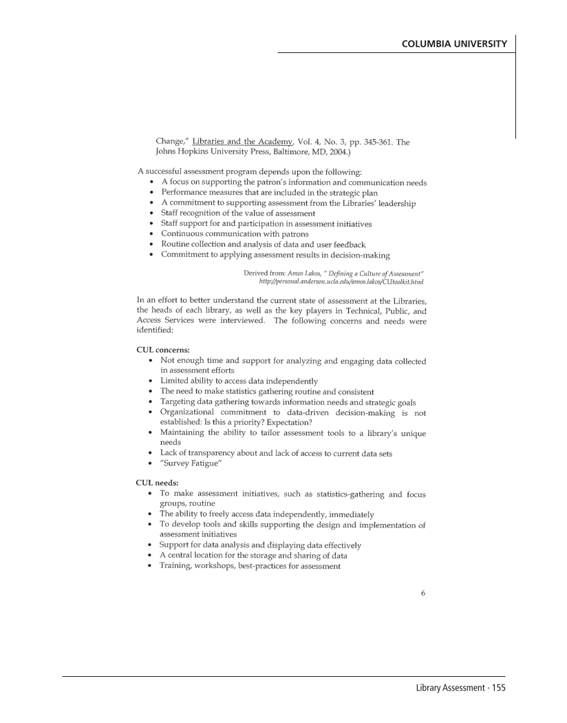 SPEC Kit 303: Library Assessment (December 2007) page 155