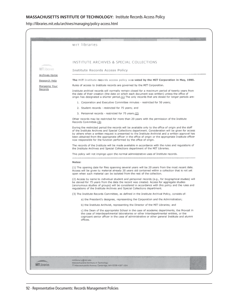 SPEC Kit 305: Records Management (August 2008) page 92