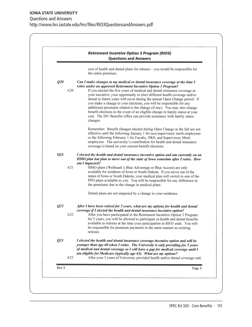 SPEC Kit 320: Core Benefits (November 2010) page 151