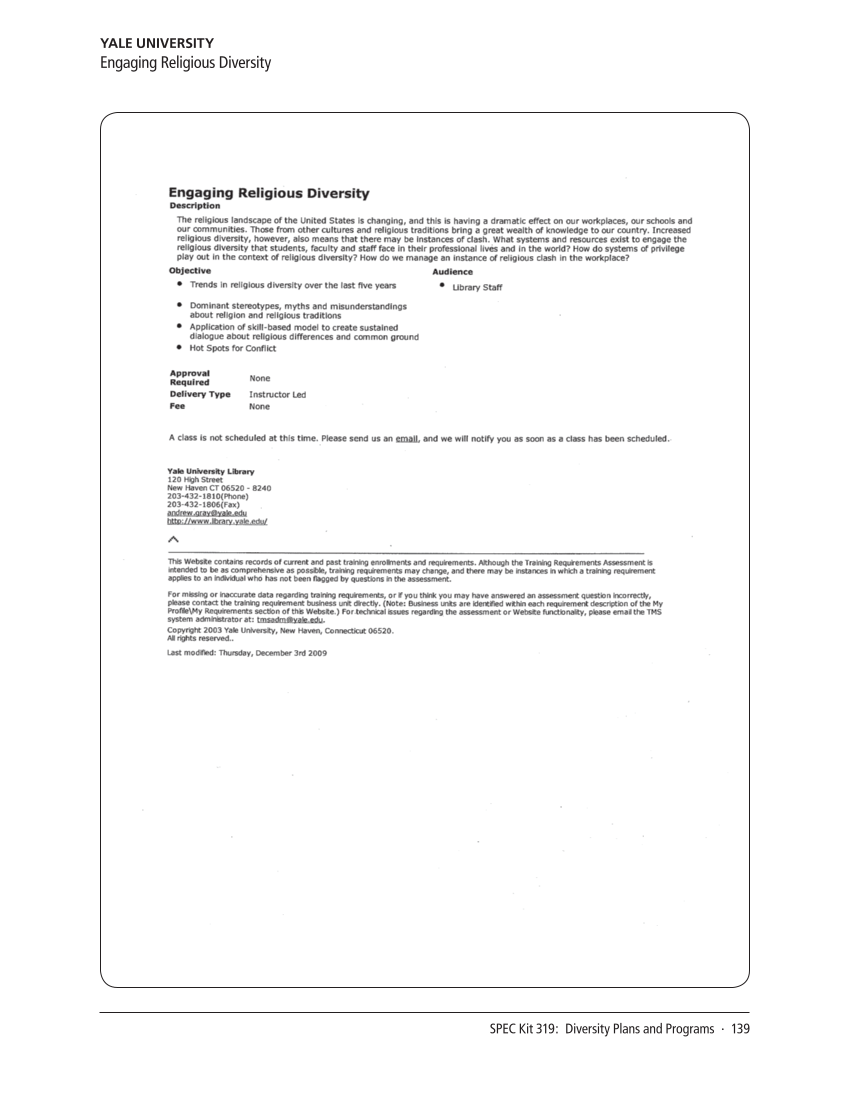 SPEC Kit 319: Diversity Plans and Programs (October 2010) page 139