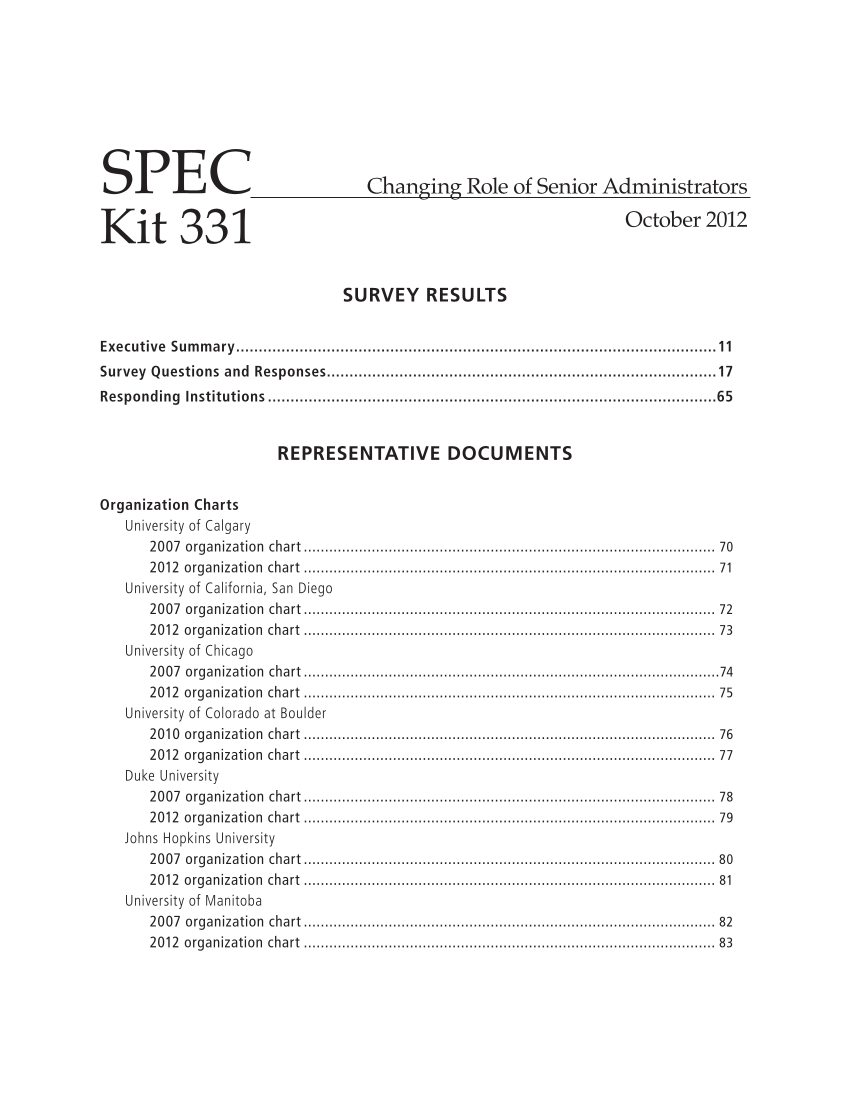 SPEC Kit 331: Changing Role of Senior Administrators (October 2012) page 5