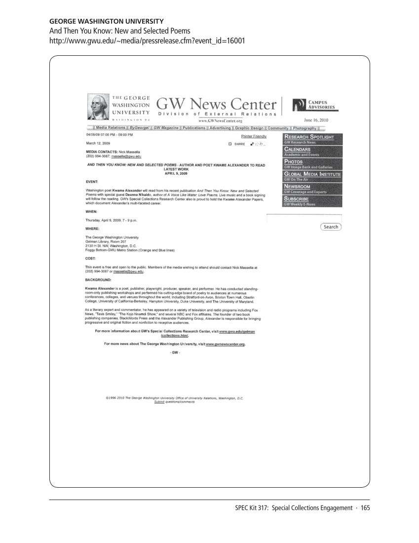 SPEC Kit 317: Special Collections Engagement (August 2010) page 165