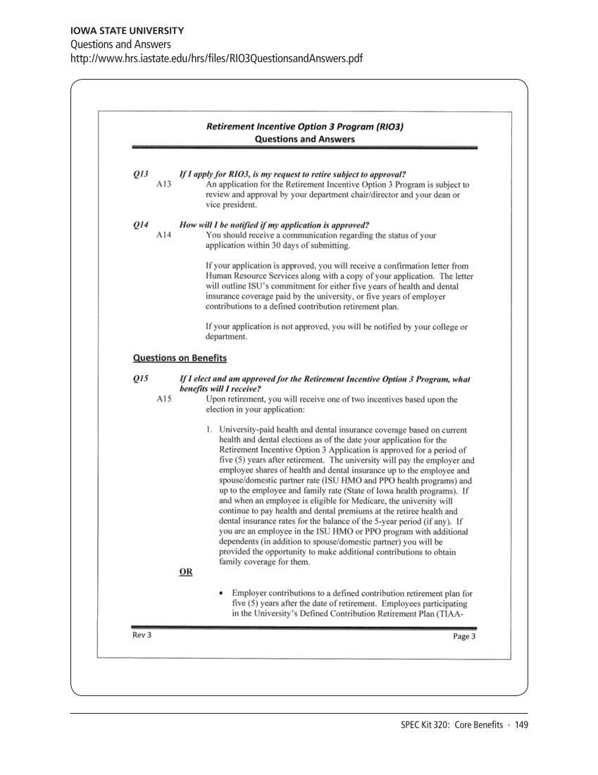 SPEC Kit 320: Core Benefits (November 2010) page 149