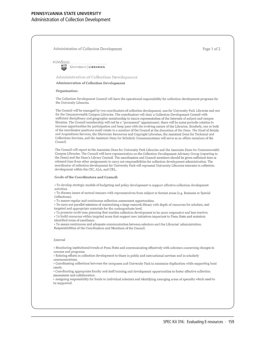 SPEC Kit 316: Evaluating E-resources (July 2010) page 159