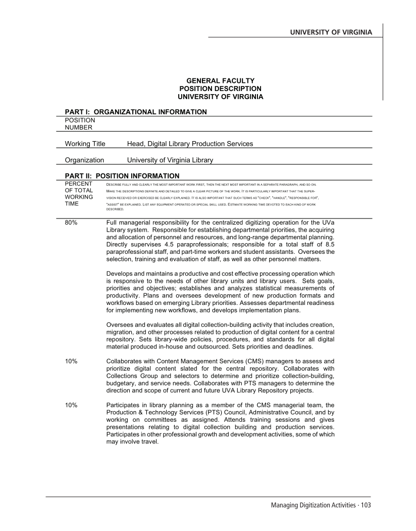 SPEC Kit 294: Managing Digitization Activities (September 2006) page 103