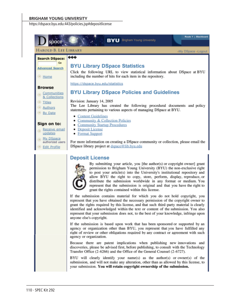 SPEC Kit 292: Institutional Repositories (July 2006) page 110