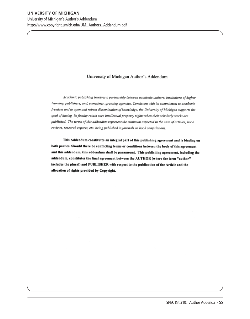 SPEC Kit 310: Author Addenda (July 2009) page 55