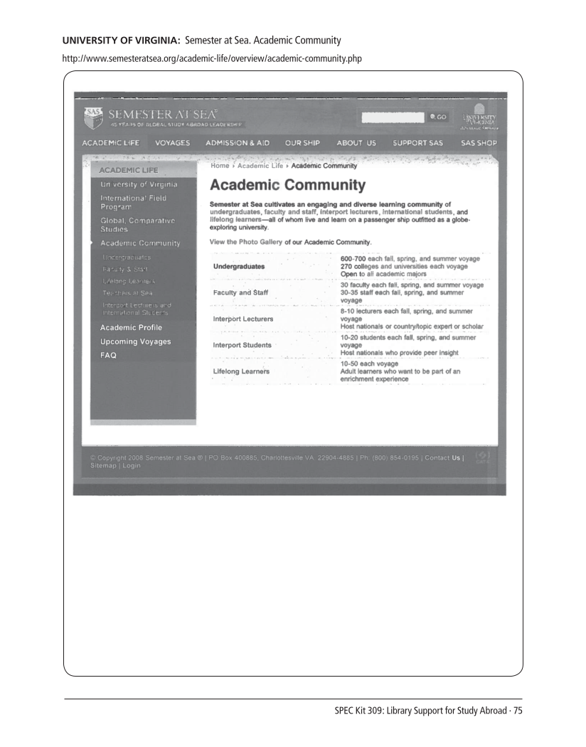 SPEC Kit 309: Library Support for Study Abroad (December 2008) page 75