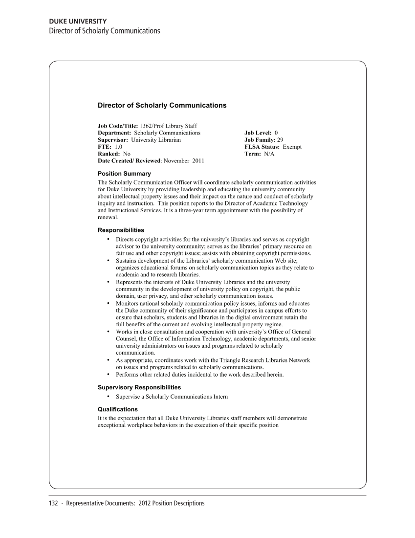 SPEC Kit 331: Changing Role of Senior Administrators (October 2012) page 132