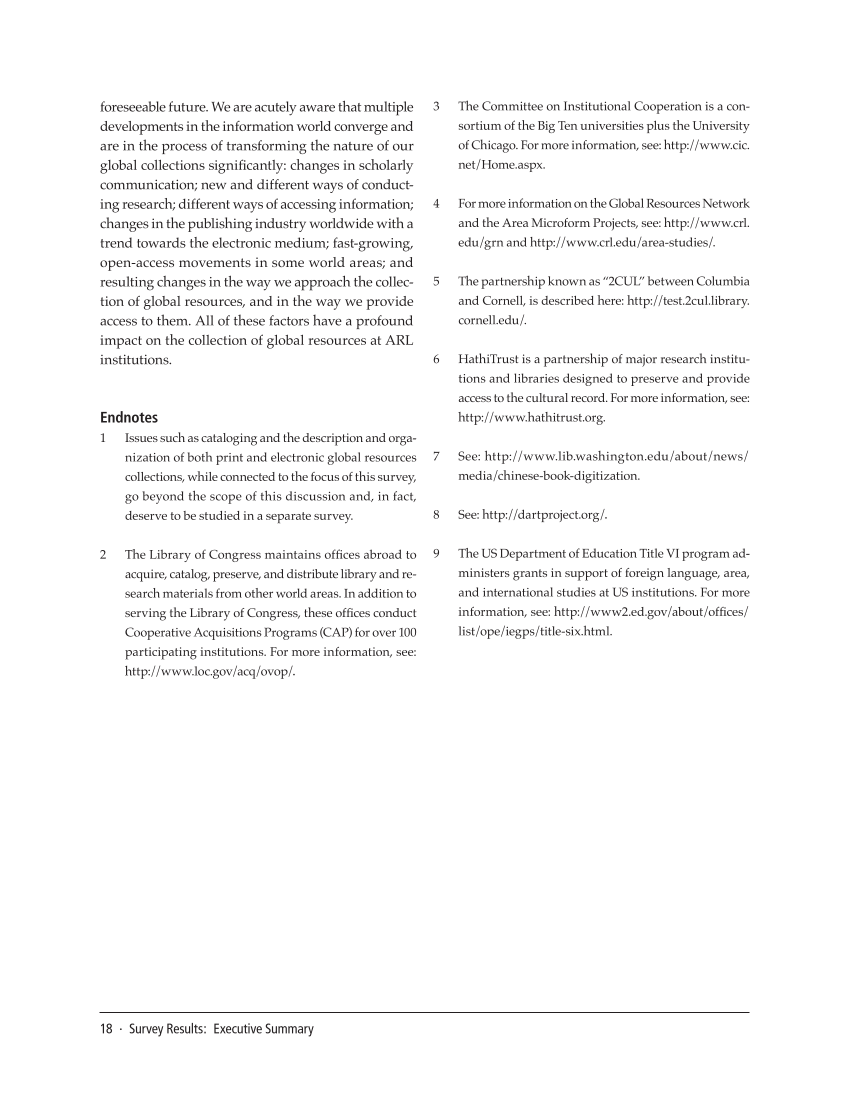 SPEC Kit 324: Collecting Global Resources (September 2011) page 18