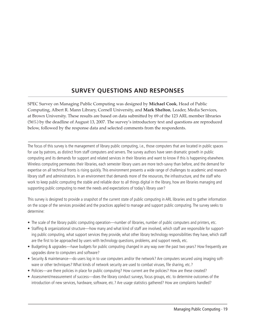 SPEC Kit 302: Managing Public Computing (November 2007) page 19