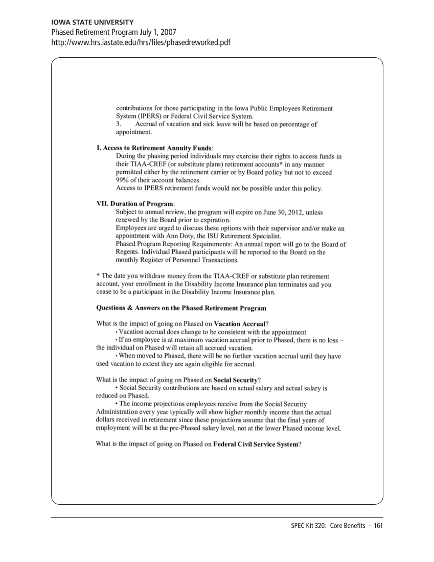 SPEC Kit 320: Core Benefits (November 2010) page 161