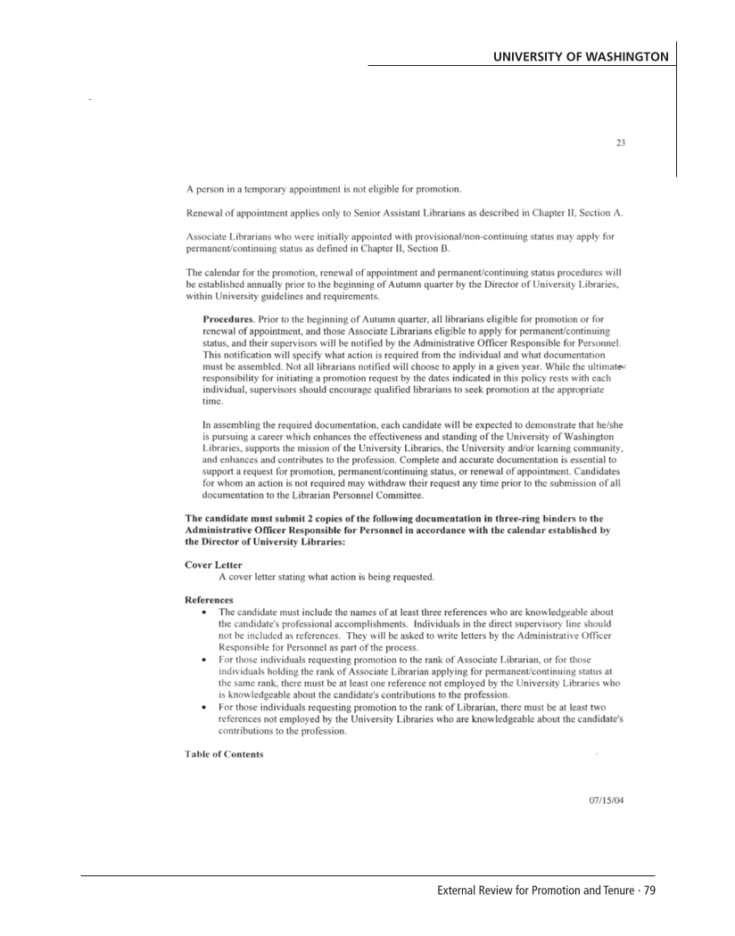 SPEC Kit 293: External Review for Promotion and Tenure (August 2006) page 79