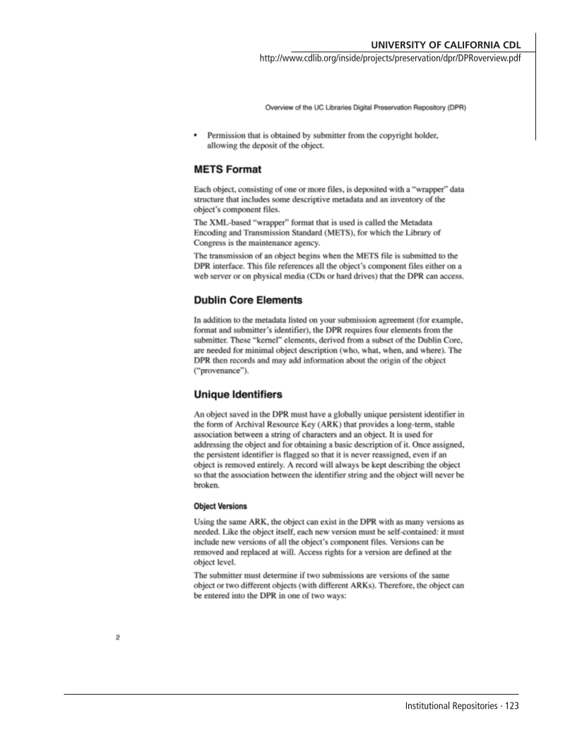 SPEC Kit 292: Institutional Repositories (July 2006) page 123