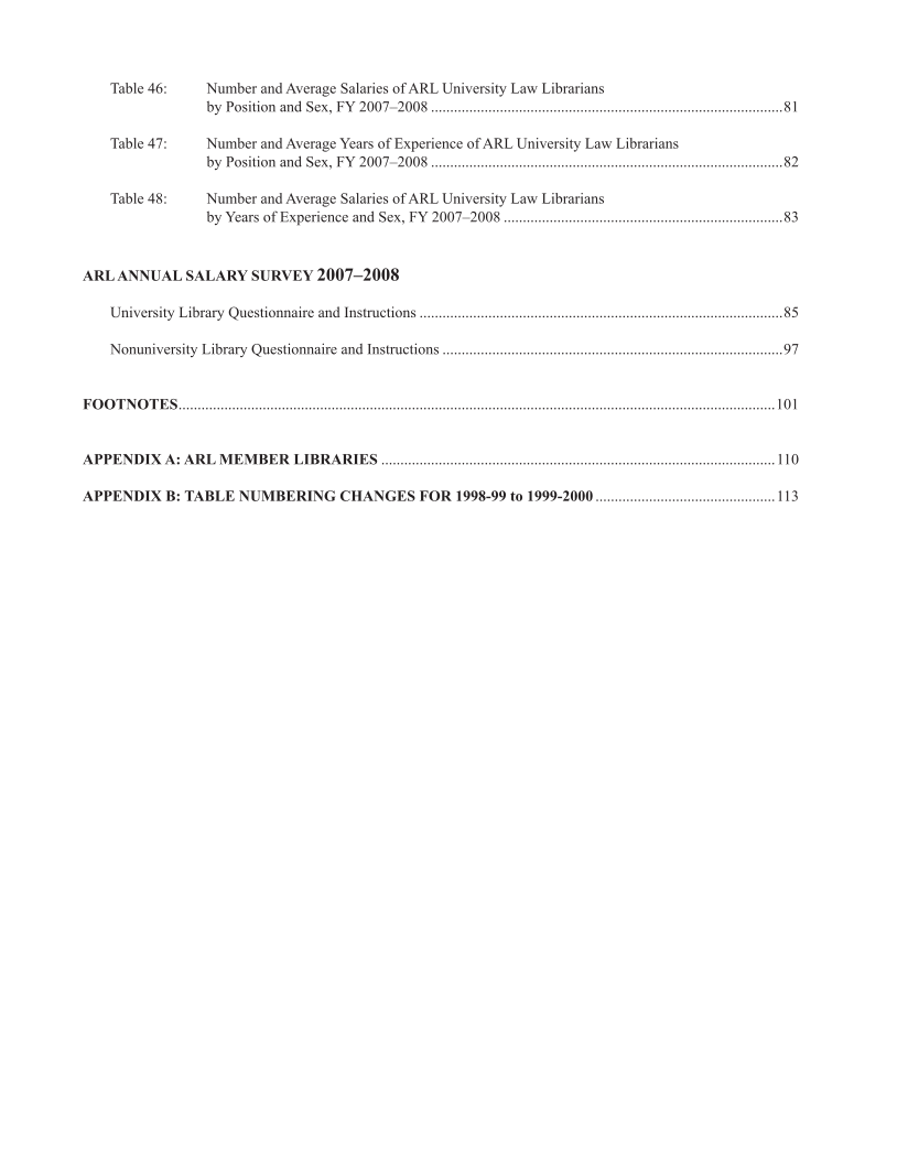 ARL Annual Salary Survey 2007–2008 page 6