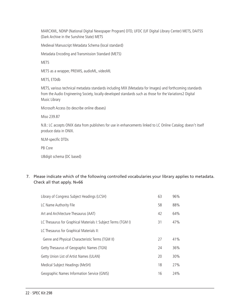 SPEC Kit 298: Metadata (July 2007) page 22