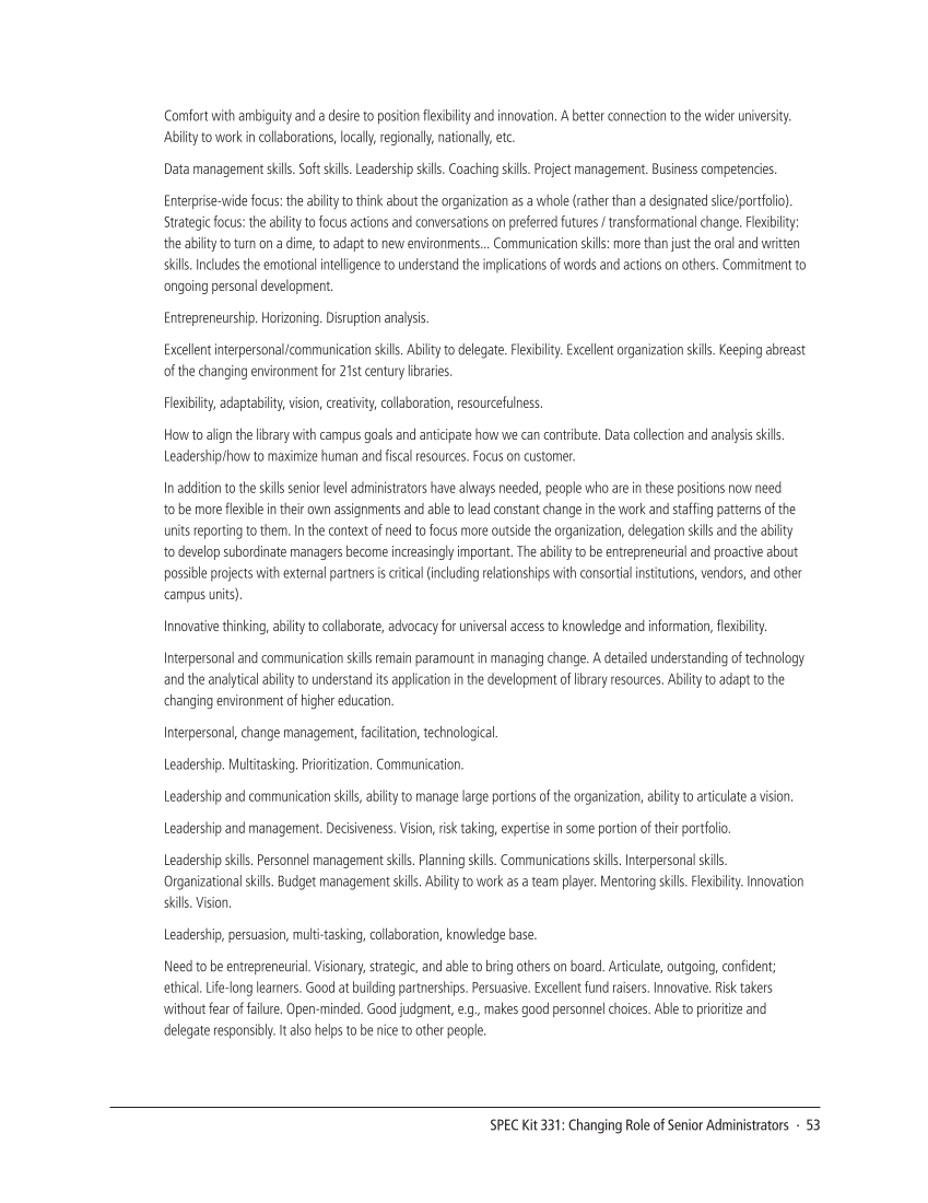 SPEC Kit 331: Changing Role of Senior Administrators (October 2012) page 53