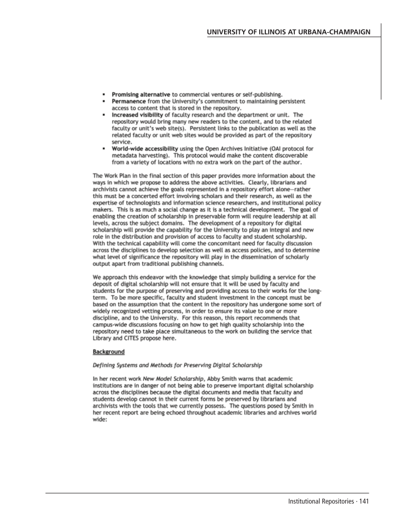 SPEC Kit 292: Institutional Repositories (July 2006) page 141