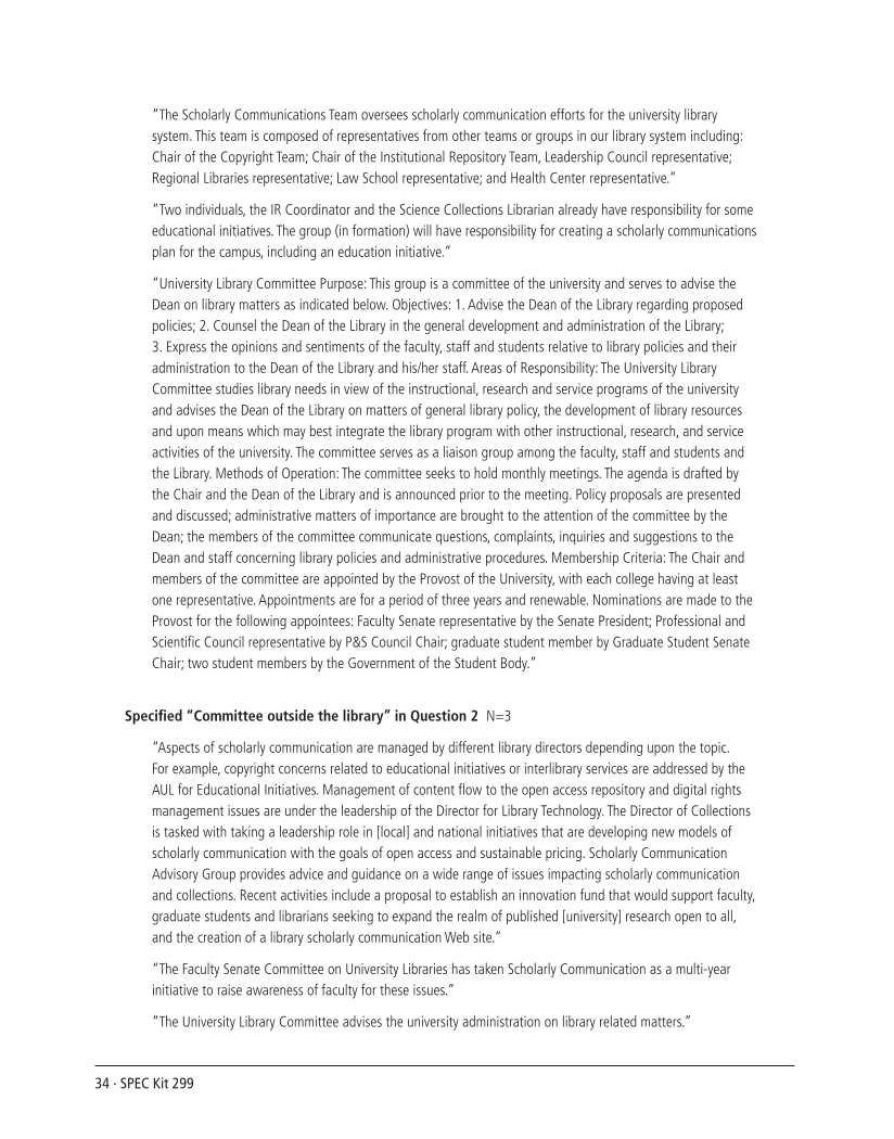 SPEC Kit 299: Scholarly Communication Education Initiatives (August 2007) page 34