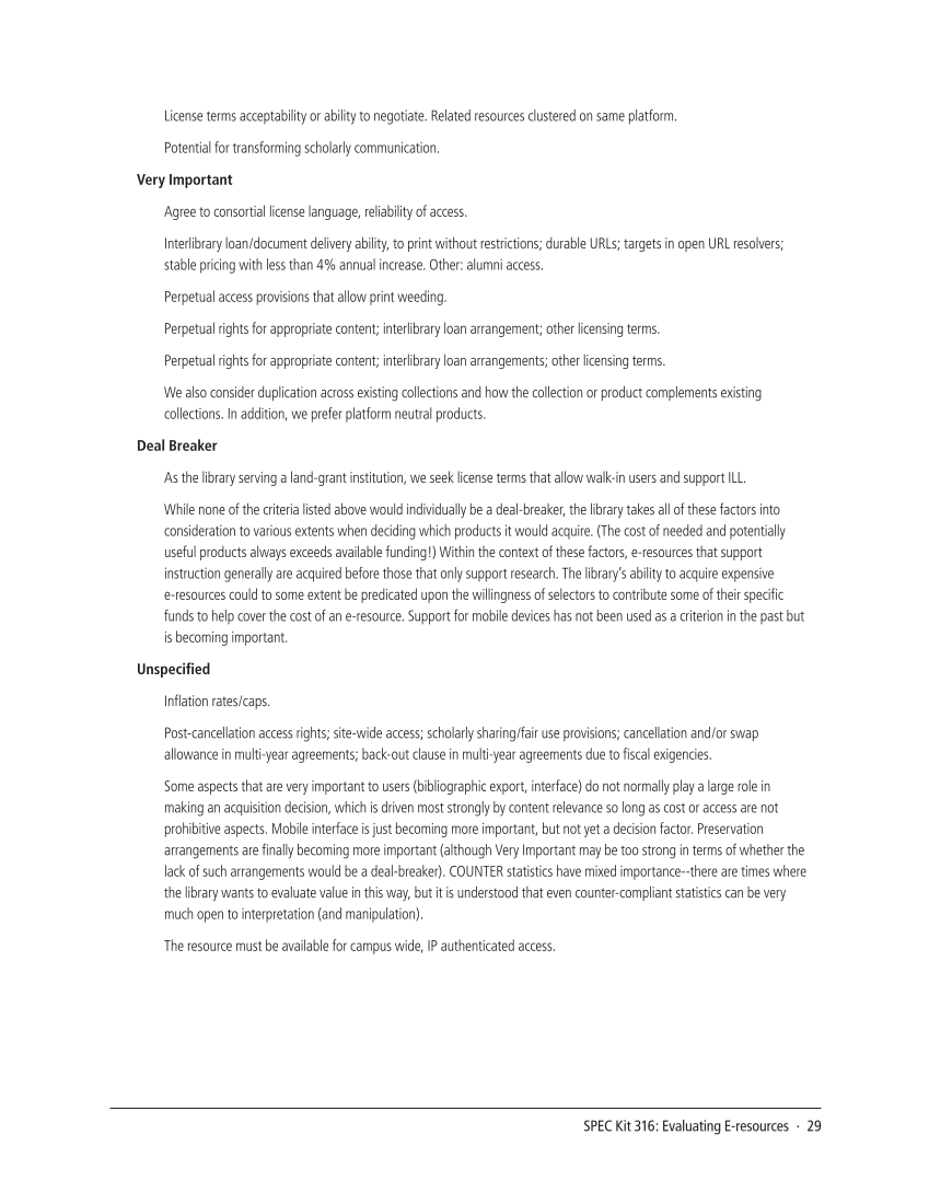 SPEC Kit 316: Evaluating E-resources (July 2010) page 29