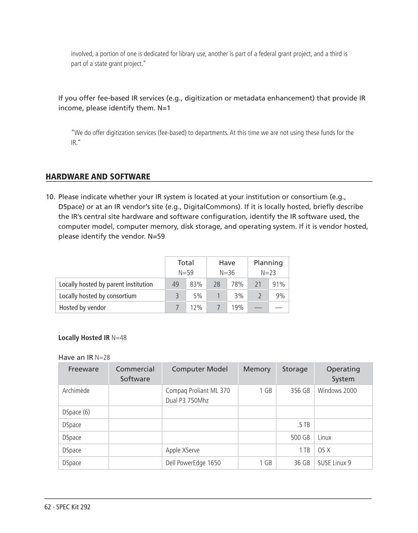 SPEC Kit 292: Institutional Repositories (July 2006) page 62