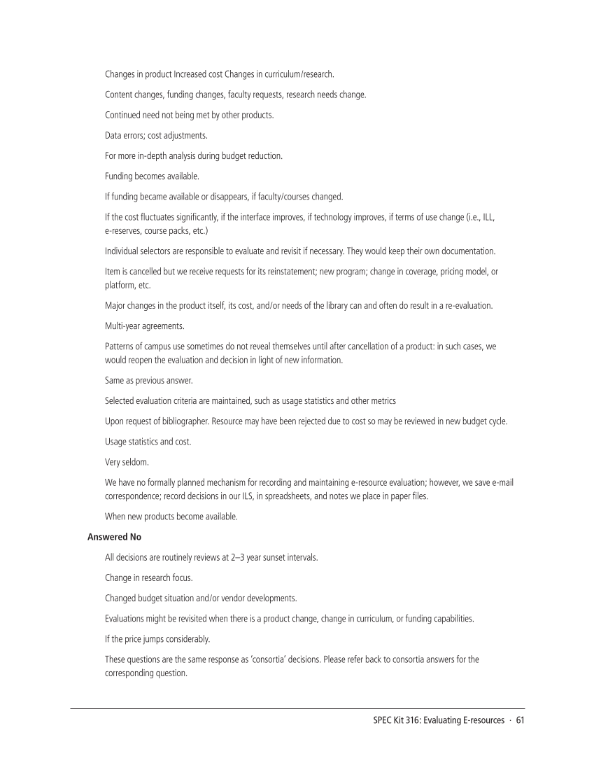 SPEC Kit 316: Evaluating E-resources (July 2010) page 61
