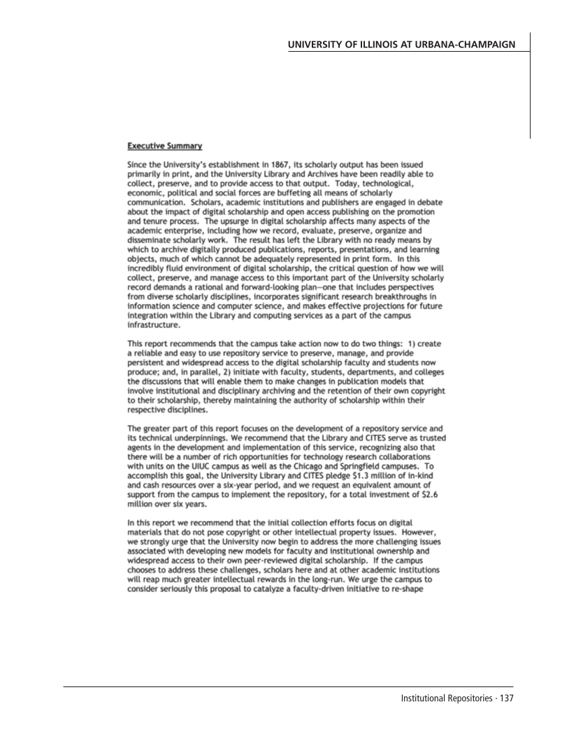 SPEC Kit 292: Institutional Repositories (July 2006) page 137