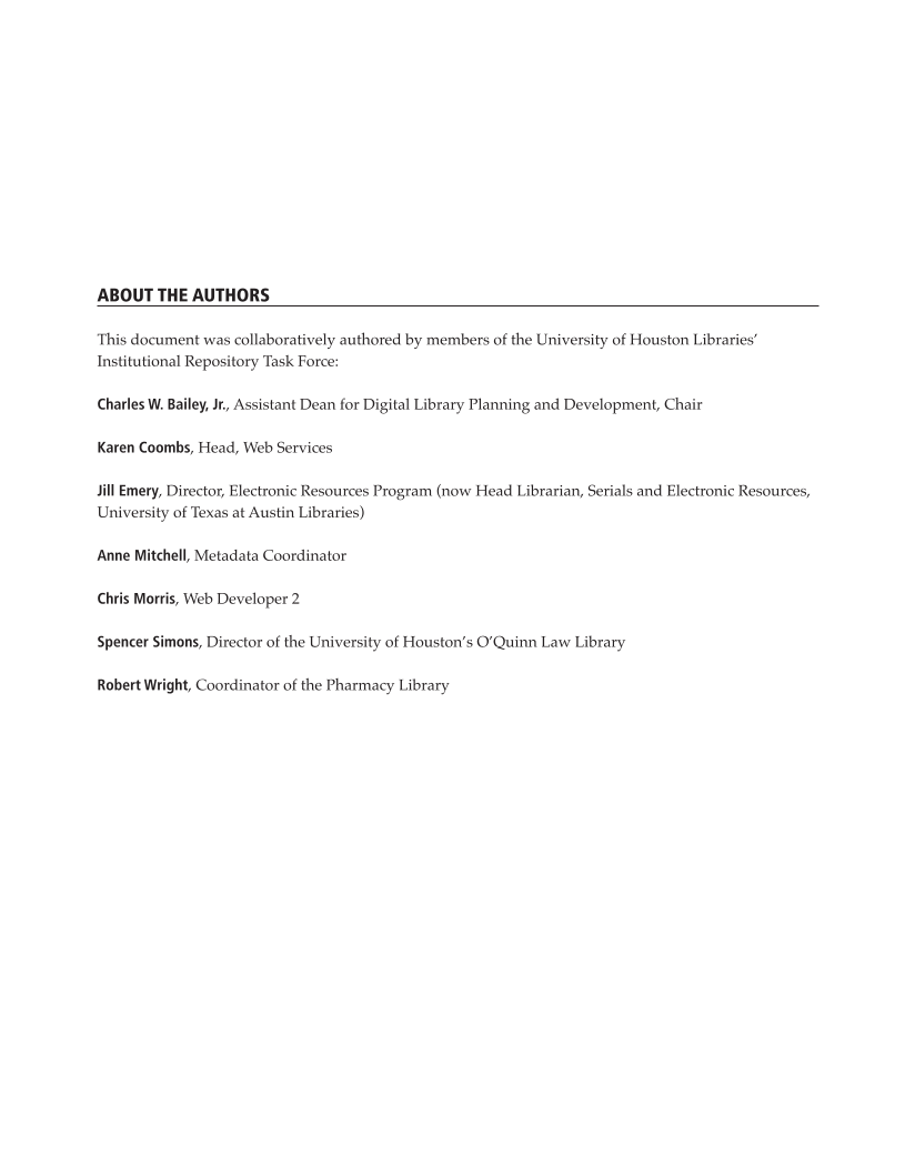 SPEC Kit 292: Institutional Repositories (July 2006) page 5