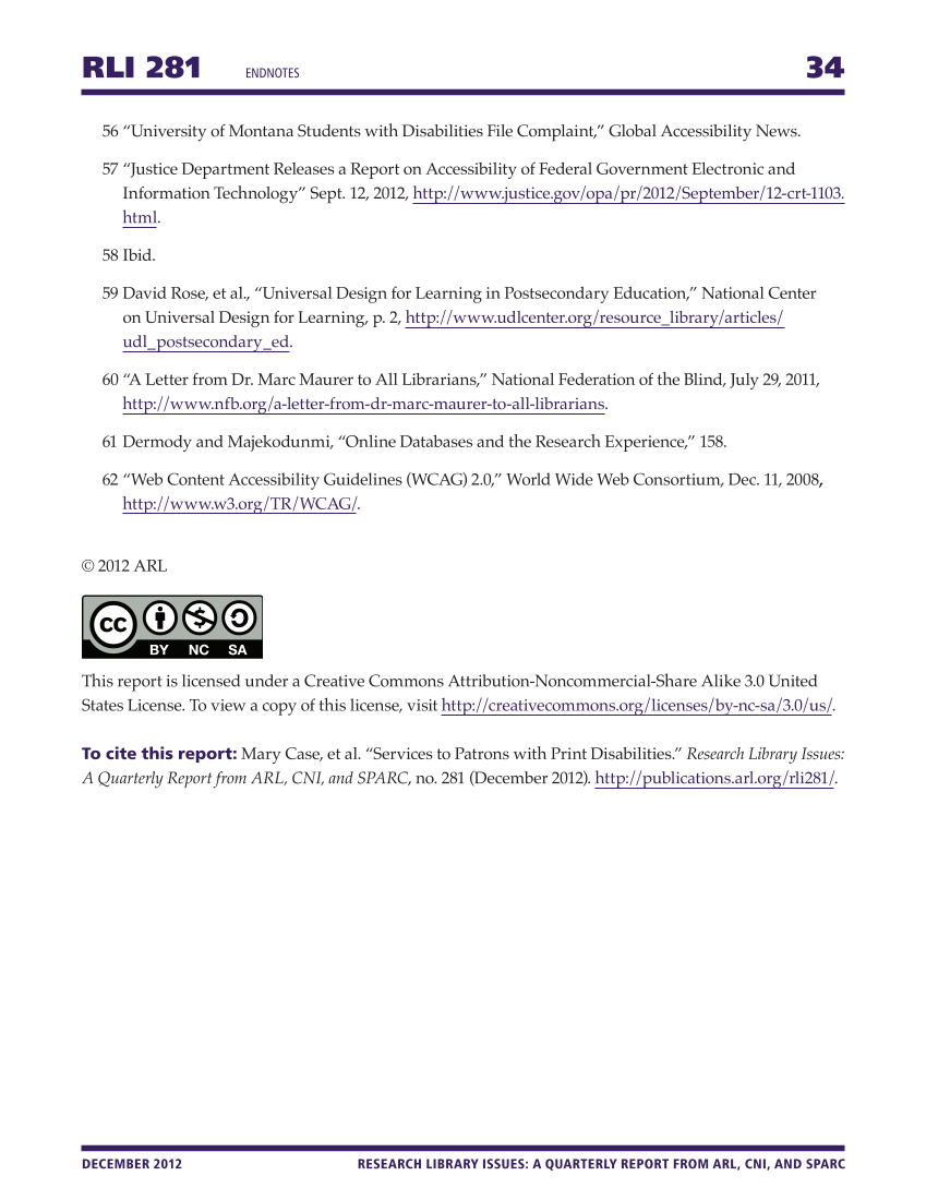 Research Library Issues, no. 281 (Dec. 2012): Special Issue on Services to Patrons with Print Disabilities page 34