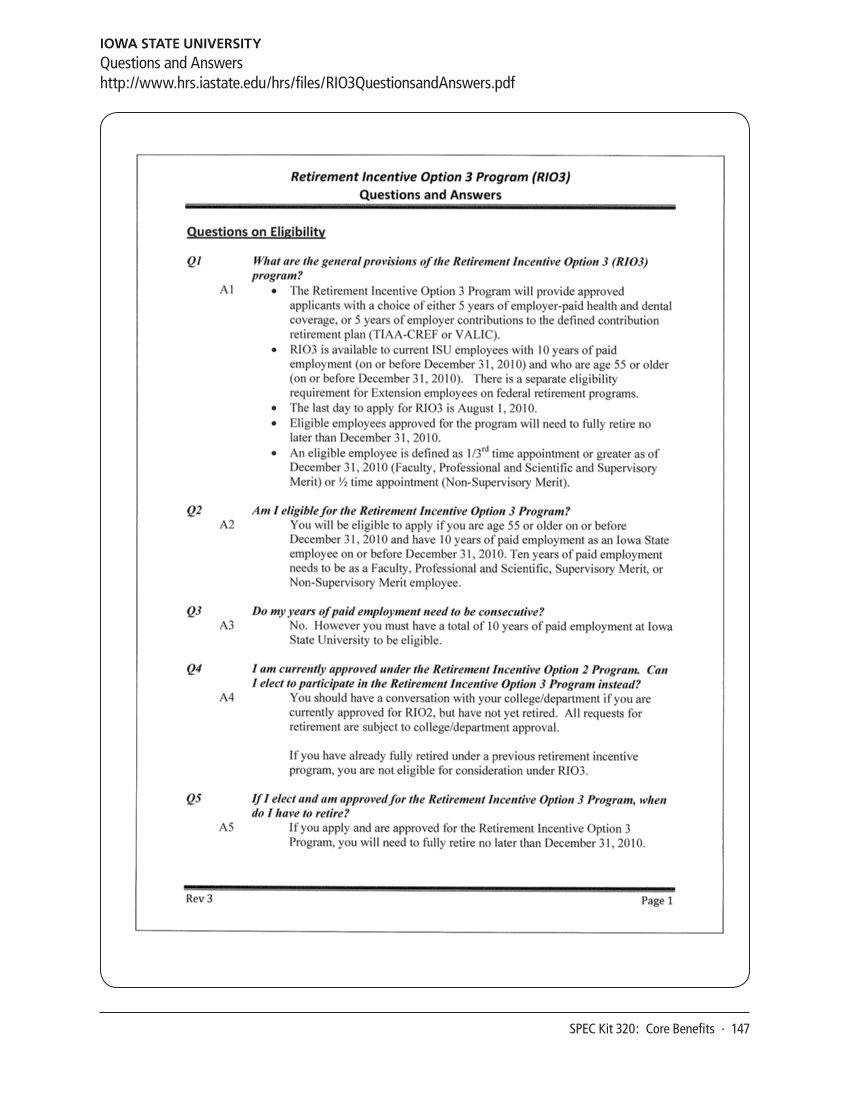 SPEC Kit 320: Core Benefits (November 2010) page 147