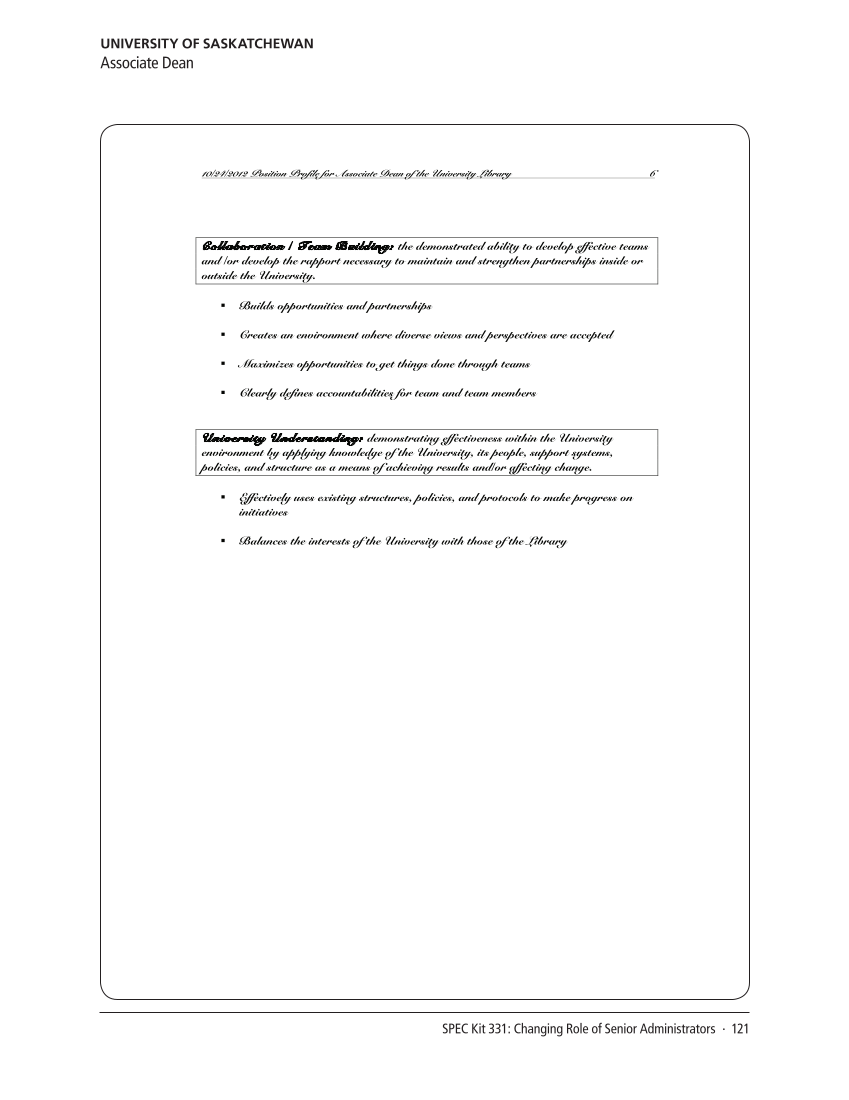 SPEC Kit 331: Changing Role of Senior Administrators (October 2012) page 121