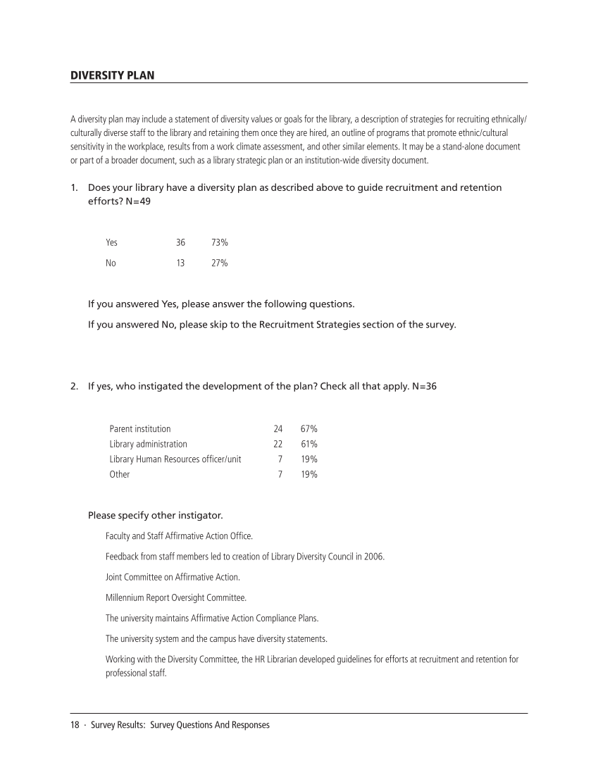 SPEC Kit 319: Diversity Plans and Programs (October 2010) page 18