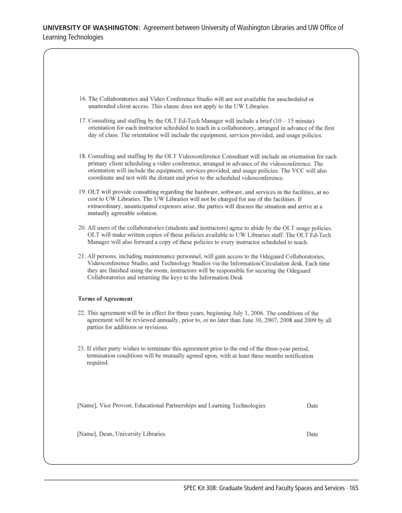 SPEC Kit 308: Graduate Student and Faculty Spaces and Services (November 2008) page 165