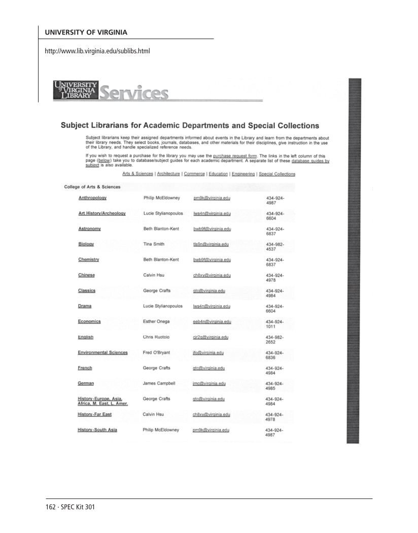 SPEC Kit 301: Liaison Services (October 2007) page 162
