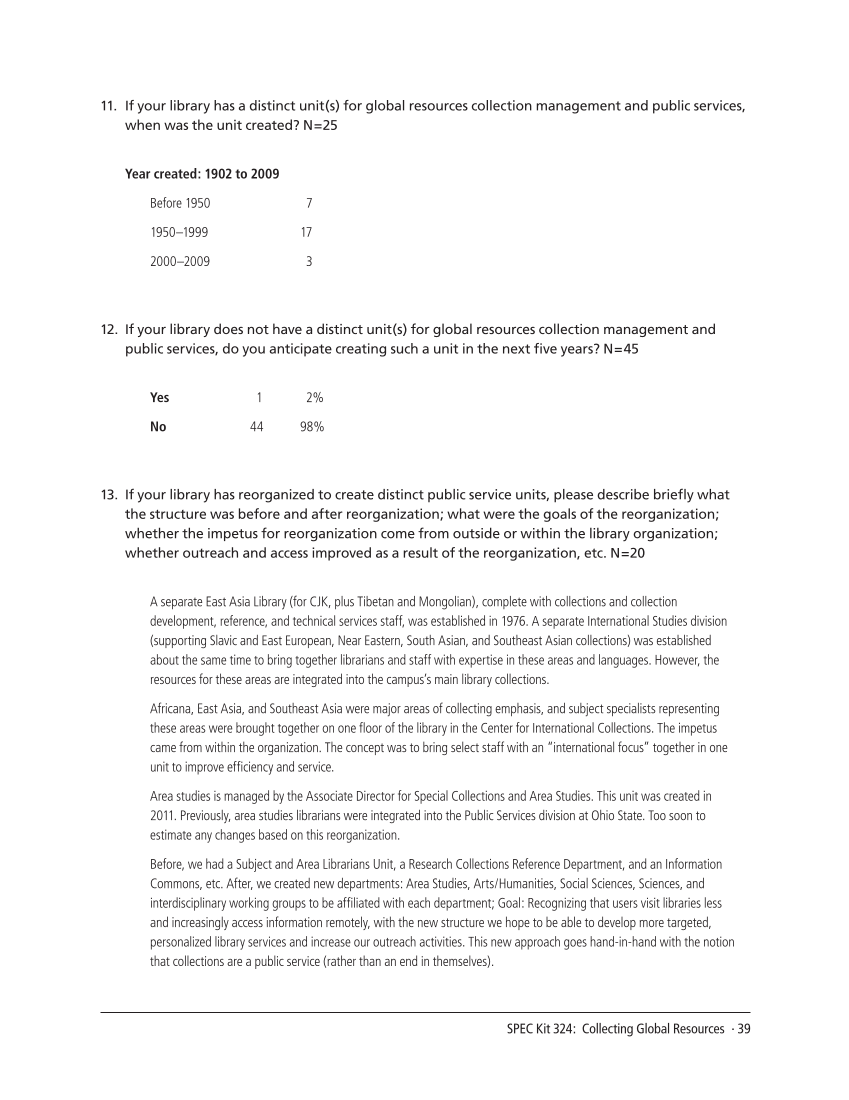 SPEC Kit 324: Collecting Global Resources (September 2011) page 39