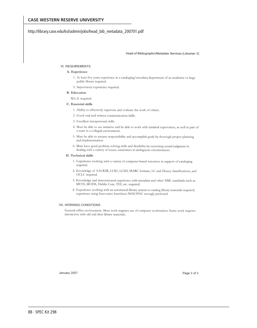 SPEC Kit 298: Metadata (July 2007) page 88