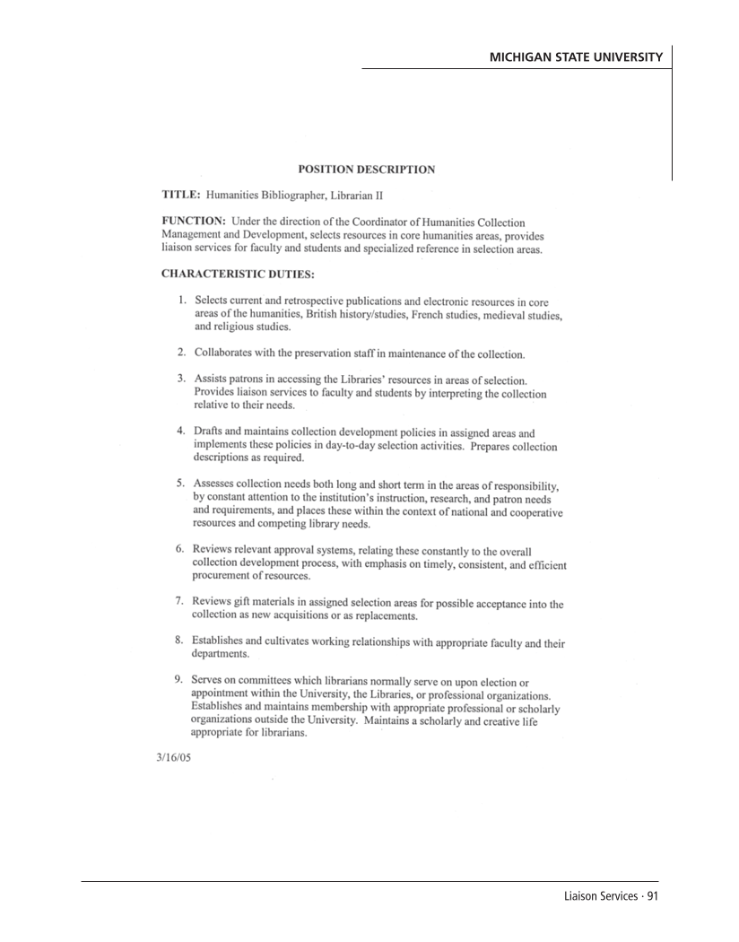 SPEC Kit 301: Liaison Services (October 2007) page 91