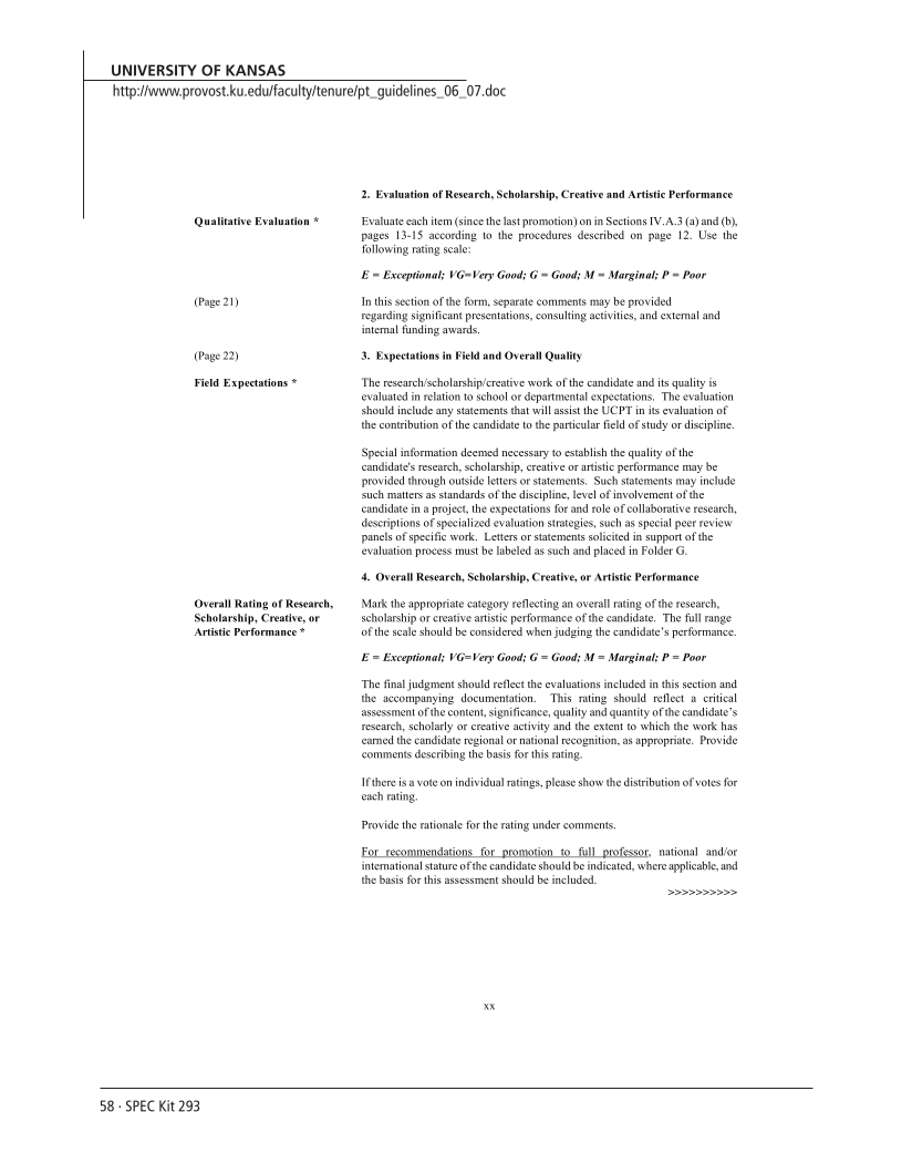 SPEC Kit 293: External Review for Promotion and Tenure (August 2006) page 58