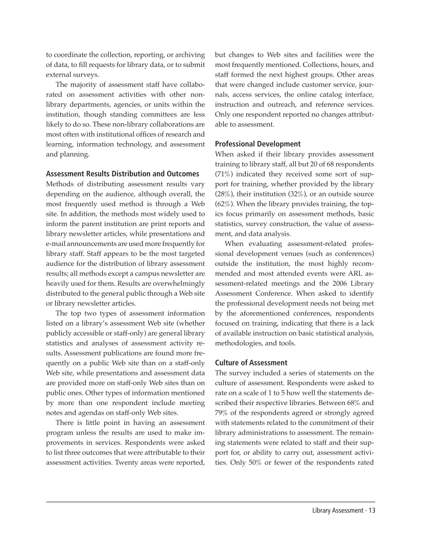 SPEC Kit 303: Library Assessment (December 2007) page 13