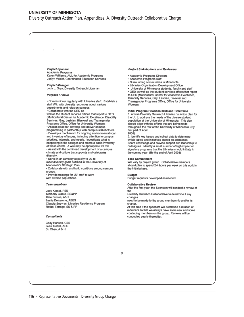 SPEC Kit 319: Diversity Plans and Programs (October 2010) page 116