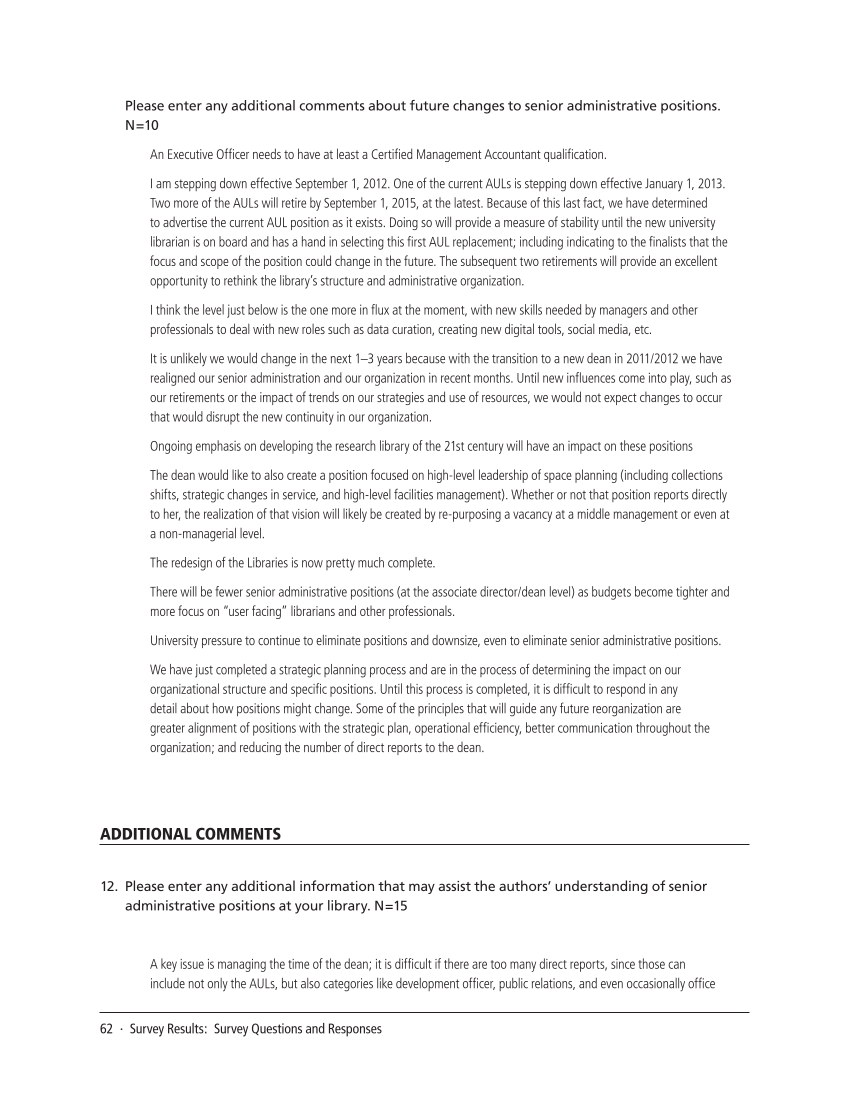 SPEC Kit 331: Changing Role of Senior Administrators (October 2012) page 62
