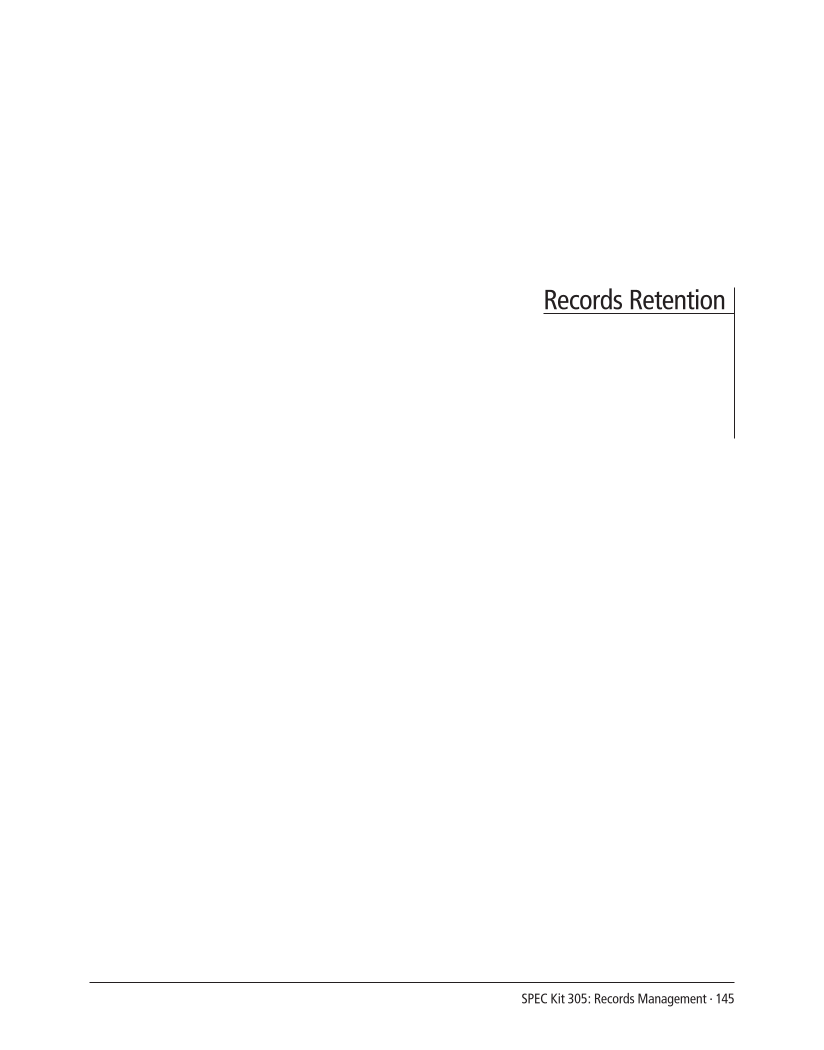 SPEC Kit 305: Records Management (August 2008) page 145