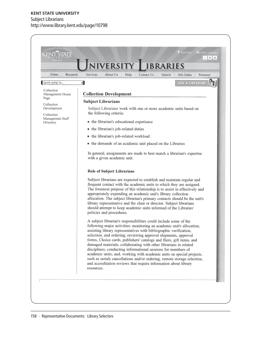 SPEC Kit 316: Evaluating E-resources (July 2010) page 158