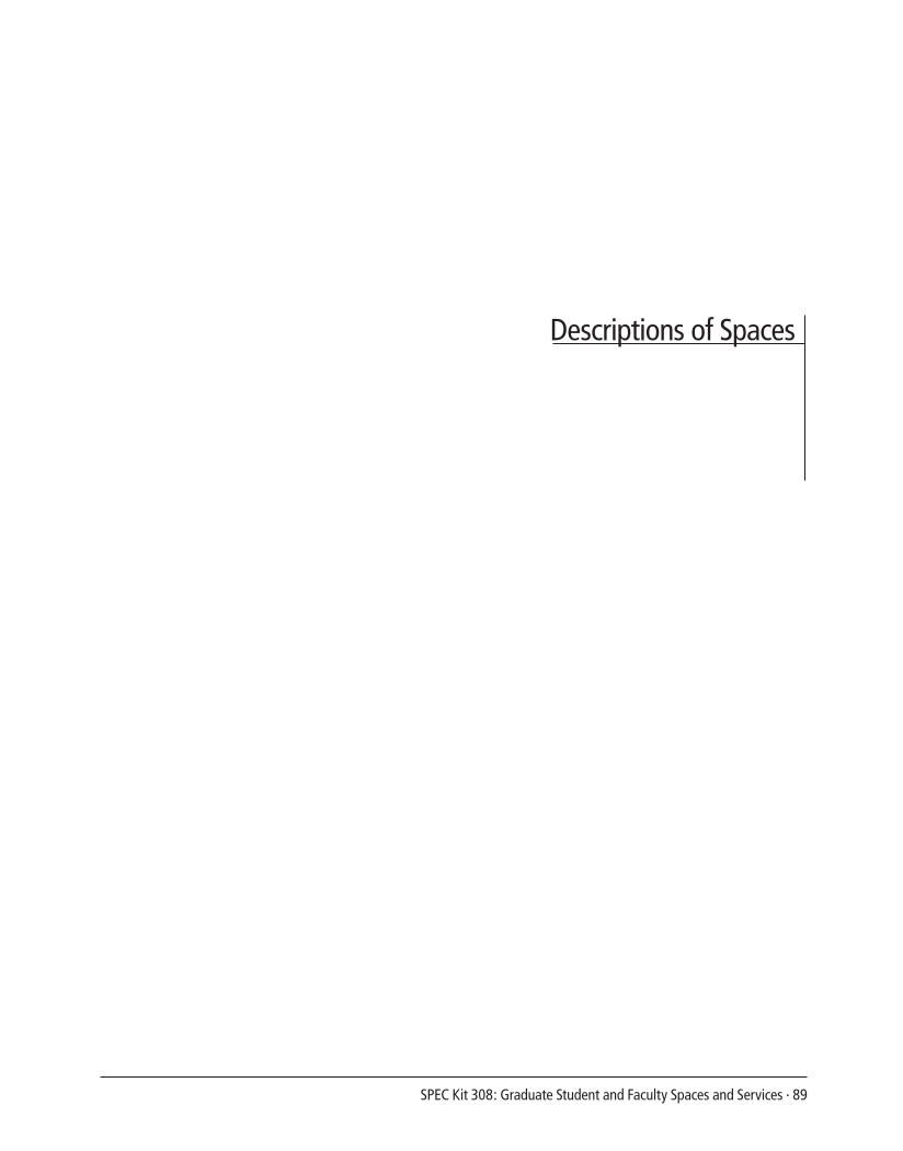 SPEC Kit 308: Graduate Student and Faculty Spaces and Services (November 2008) page 89